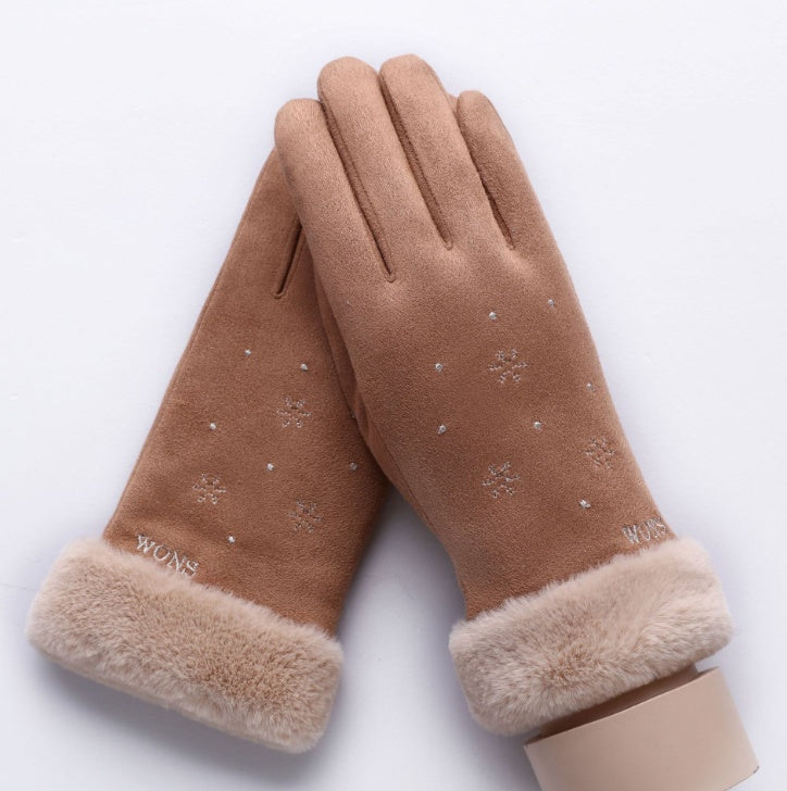 Women's plush-lined suede touchscreen gloves, view 24 - MRSLM
