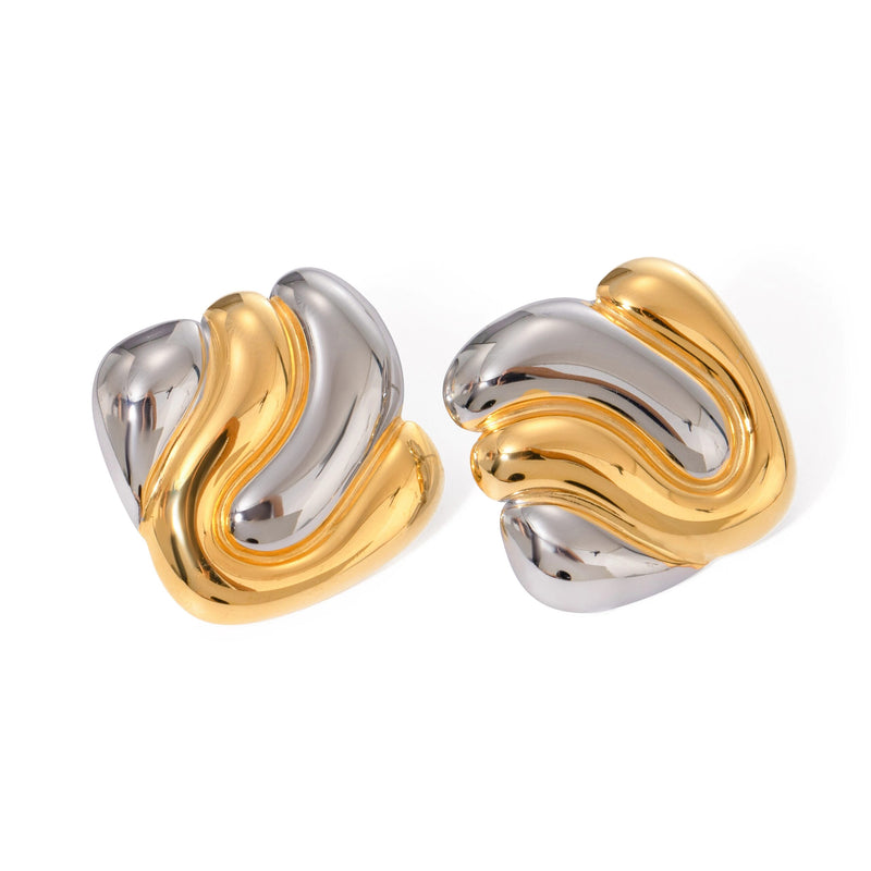 gold plated geometric bump earrings, view 7 - MRSLM