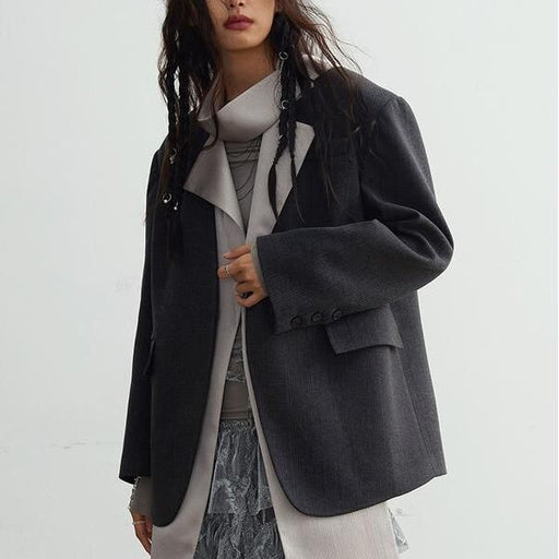 blazer with contrast color scarf collar - MRSLM