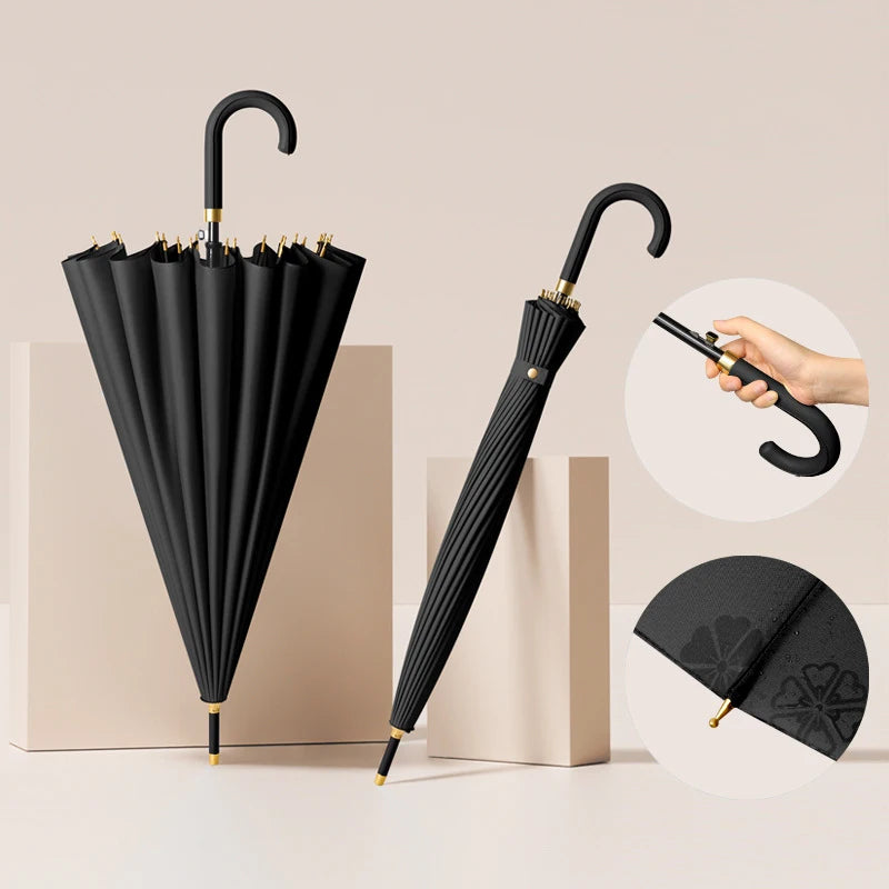 24-rib long handle rain umbrella, view 2 - MRSLM