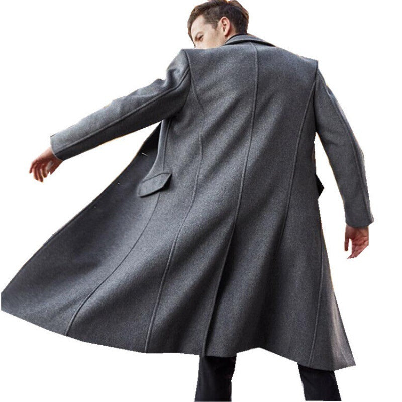Men's long woolen trench coat, view 6 - MRSLM