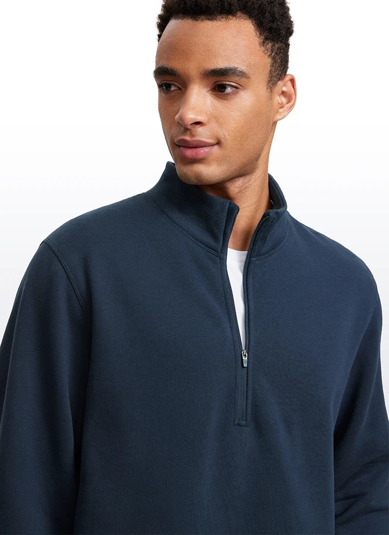 men's fleece-lined mock neck half zip sweatshirt, view 10 - MRSLM