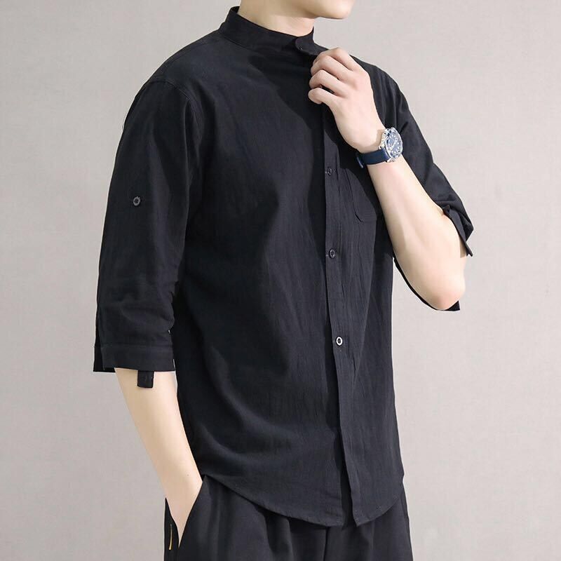 cotton and linen men's shirt, view 6 - MRSLM