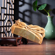 green sandalwood fox hair comb, view 4 - MRSLM