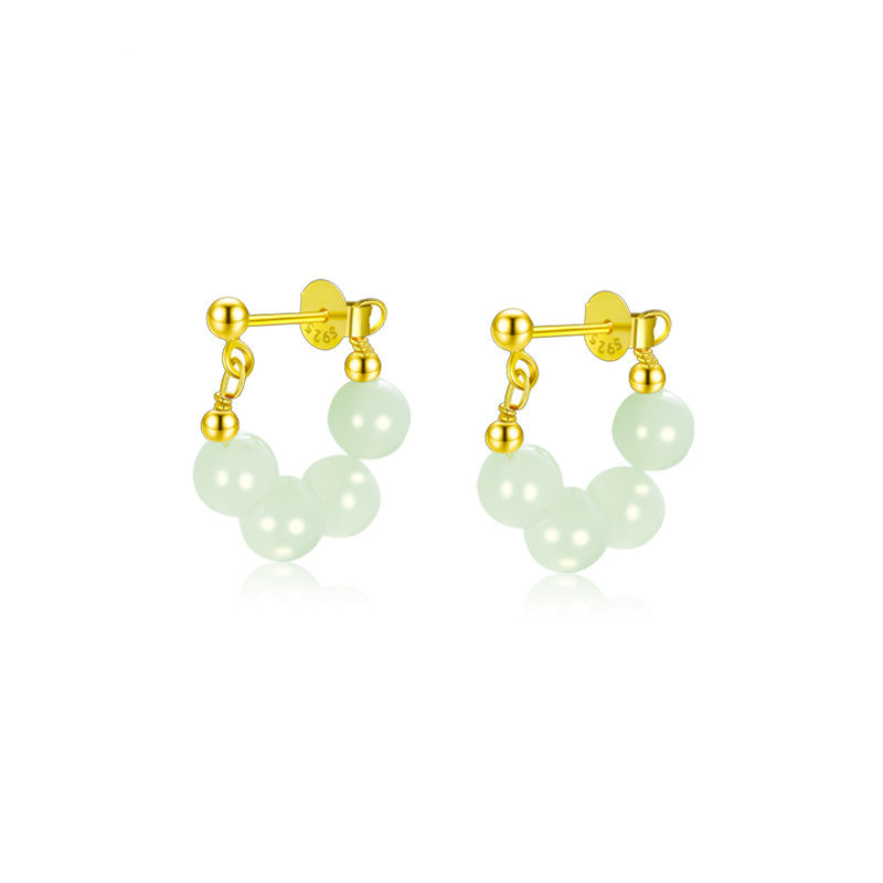 Women's Senior Sterling Silver Hetian Jade Earrings