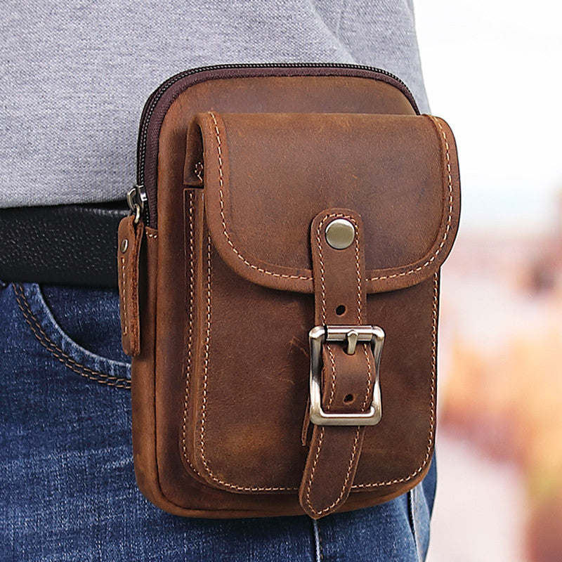 men's leather belt phone bag, view 3 - MRSLM