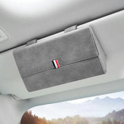 pu leather car visor sunglasses holder, view 6 - MRSLM