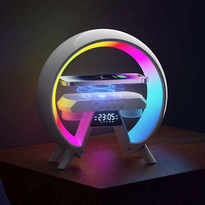 3-in-1 Wireless Charger Stand with Bluetooth Speaker and RGB Night Light