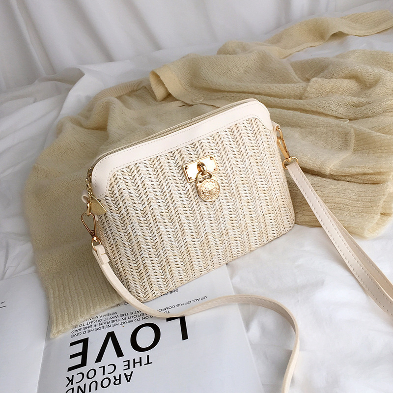 summer straw bucket bag, view 2 - MRSLM