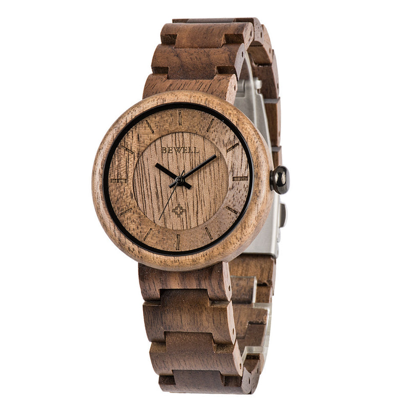 bamboo wood ladies quartz watch, view 4 - MRSLM