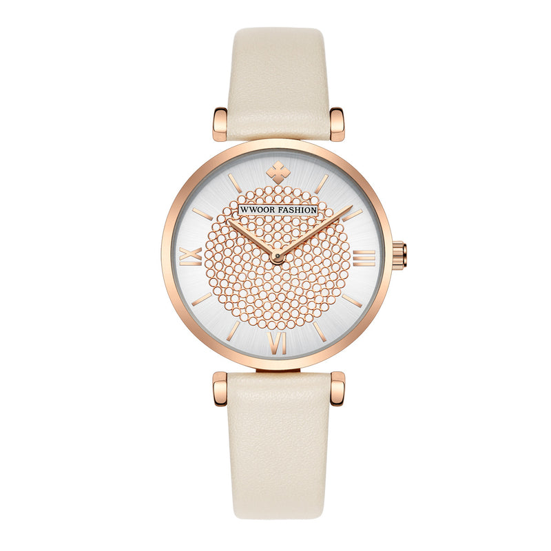 ladies sparkling dial belt strap watch, view 4 - MRSLM