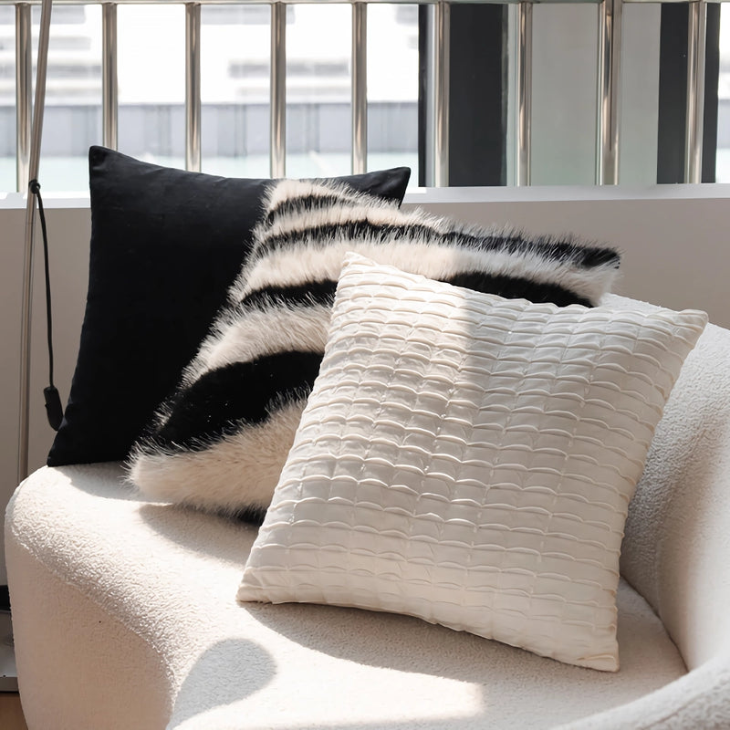italian minimalist black and white cushion cover, view 6 - MRSLM
