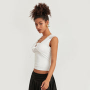 lace trim crop tank top, view 4 - MRSLM