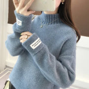 women's mock neck chenille knit sweater - MRSLM