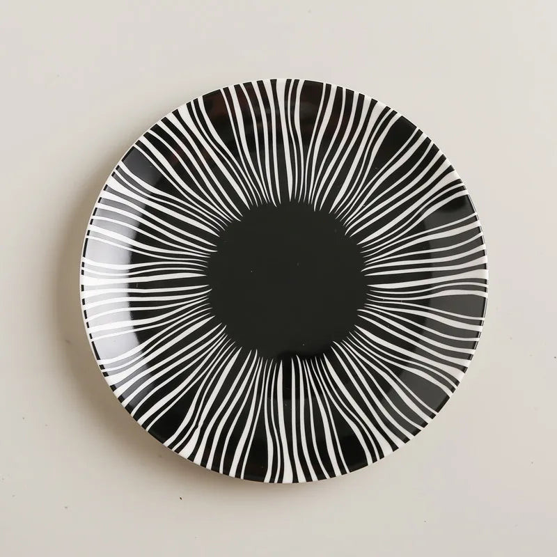 geometric pattern ceramic dinner plate set, view 6 - MRSLM