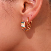 colorful enamel textured hoop earrings, view 7 - MRSLM