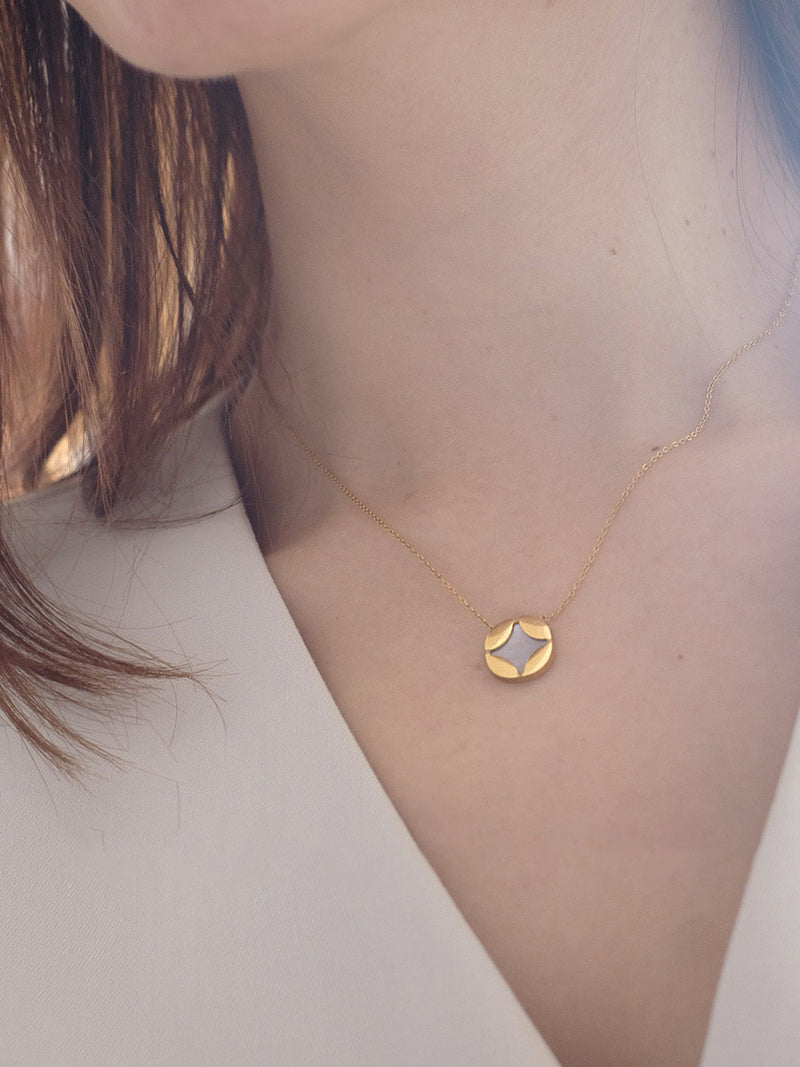 four-leaf clover coin necklace, view 5 - MRSLM