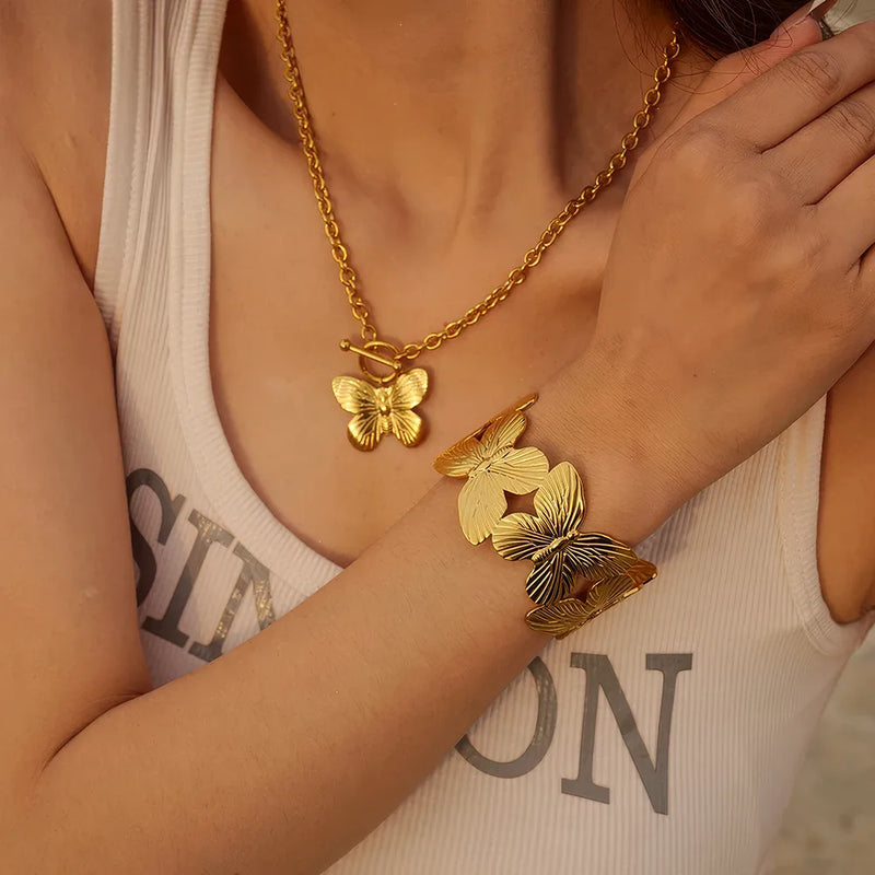 gold butterfly bracelet, view 7 - MRSLM