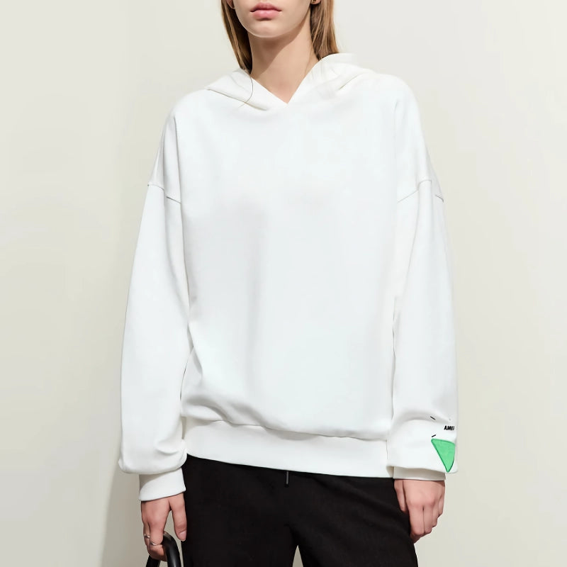 hooded cotton hoodie with geometric embroidery, view 3 - MRSLM