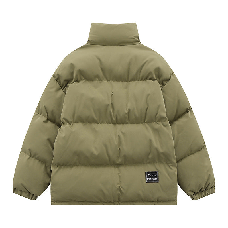 Stand-up Collar Padded Clothes Coat Men's Clothing Winter Thicken Thermal Loose Color Matching Design Blouse