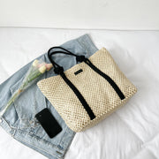 large capacity straw beach tote, view 5 - MRSLM