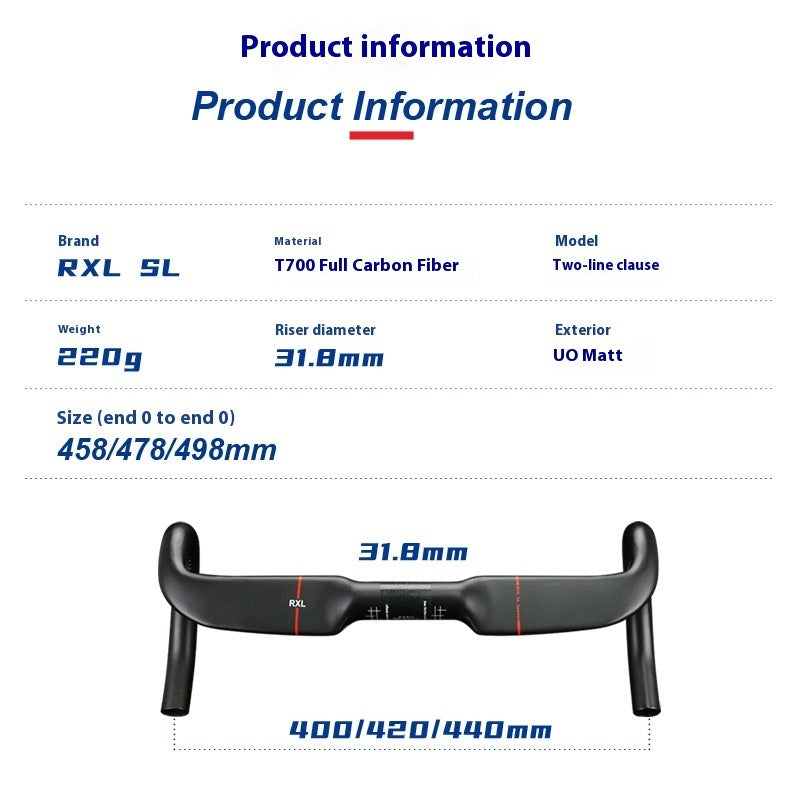 carbon fiber road bicycle handlebar, view 3 - MRSLM