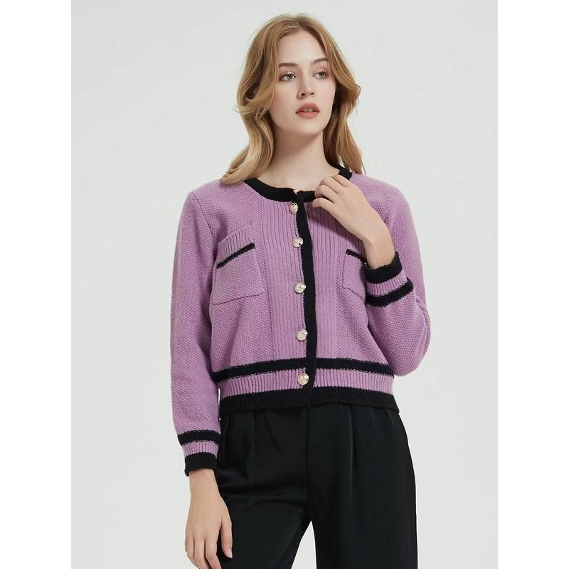 purple knit cardigan, view 4 - MRSLM