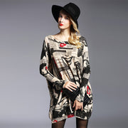women's mouth print knitted pullover sweater, view 4 - MRSLM