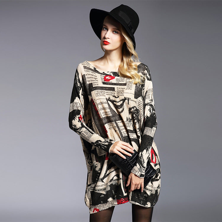 women's mouth print knitted pullover sweater, view 4 - MRSLM