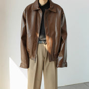 men's retro pu leather coat, view 9 - MRSLM