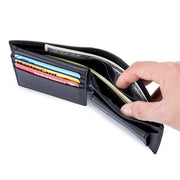 men's short trifold leather wallet, view 3 - MRSLM
