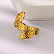 adjustable gold leaves ring - MRSLM