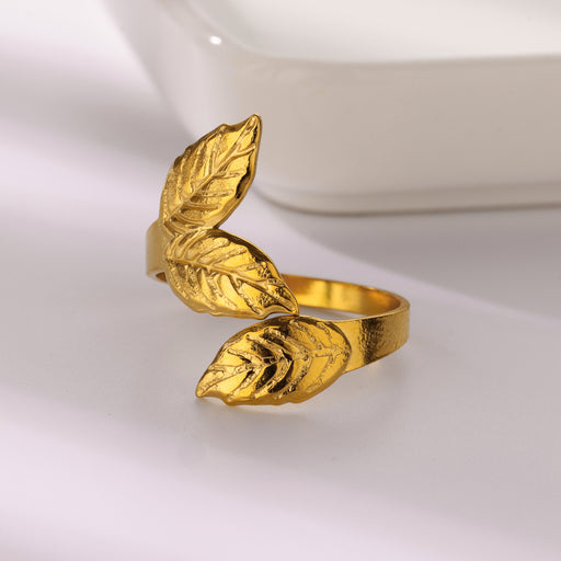 adjustable gold leaves ring - MRSLM