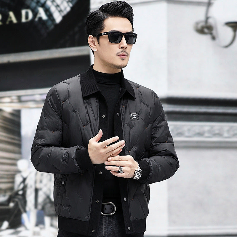 Men's stand collar duck down coat, view 14 - MRSLM