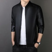 men's loose PU leather coat, view 6 - MRSLM