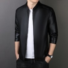 men's loose PU leather coat, view 6 - MRSLM