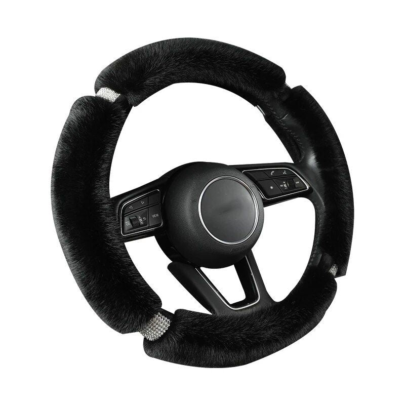 suede fur diamond steering wheel cover, view 9 - MRSLM