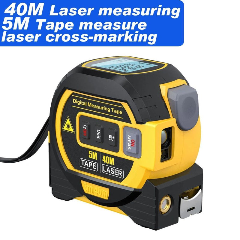 multi-function laser distance meter with tape measure, view 2 - MRSLM