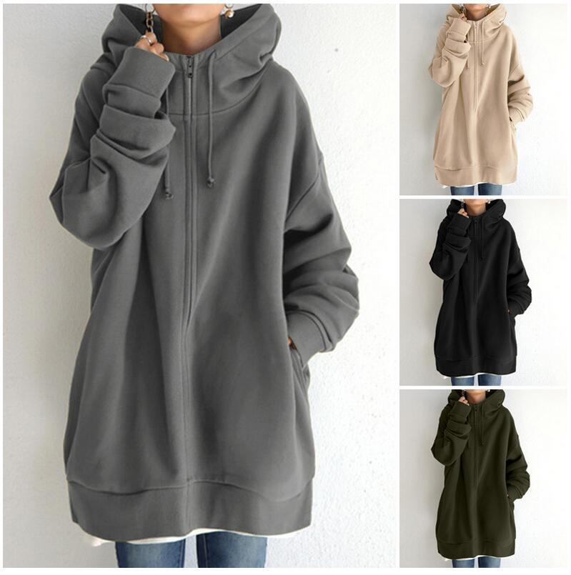 women's fuzzy full-zip long hoodie - MRSLM