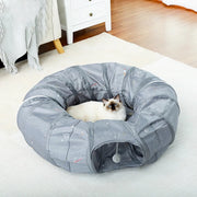 collapsible cat tunnel toy with mat, view 3 - MRSLM