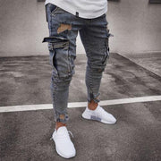 men's cargo hole denim jeans, view 2 - MRSLM