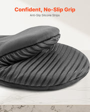 Gray cotton oven mitts with silicone grip, view 3 - MRSLM