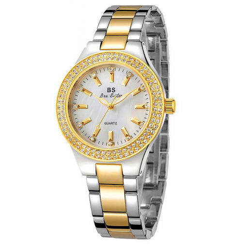 elegant full stone small dial steel band watch - MRSLM