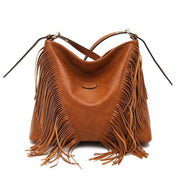 vegan leather tassel shoulder bag, view 3 - MRSLM