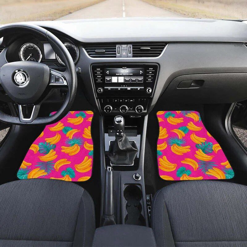 Tropical Pink Banana Print Car Floor Mats