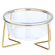 glass cat and dog bowl with gold stand, view 6 - MRSLM