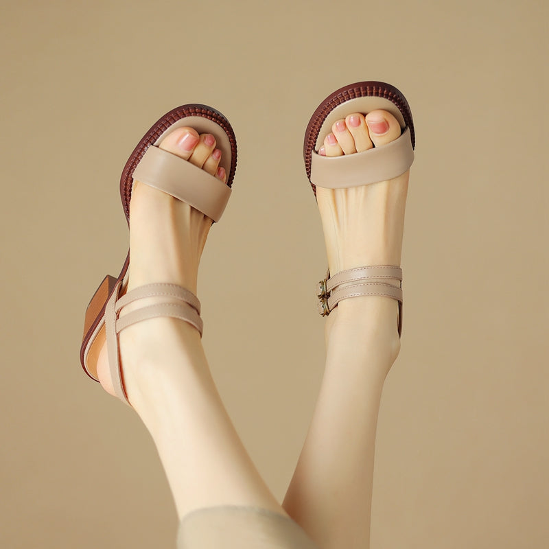 Retro high heel leather sandals, view 7 - MRSLM