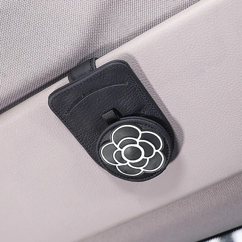 Leather car visor sunglass and card holder, view 10 - MRSLM