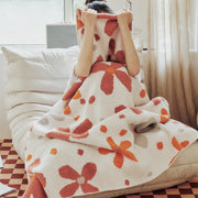 floral knitted knee blanket, view 5 - MRSLM