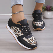 leopard print lace-up sneakers, view 2 - MRSLM